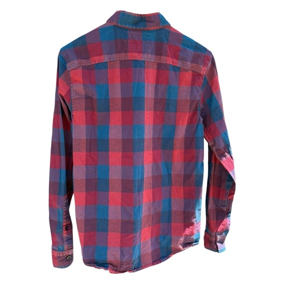 Hollister men’s stretch Plaid Button-Down Shirt - Red and Blue Size M - Picture 4 of 9